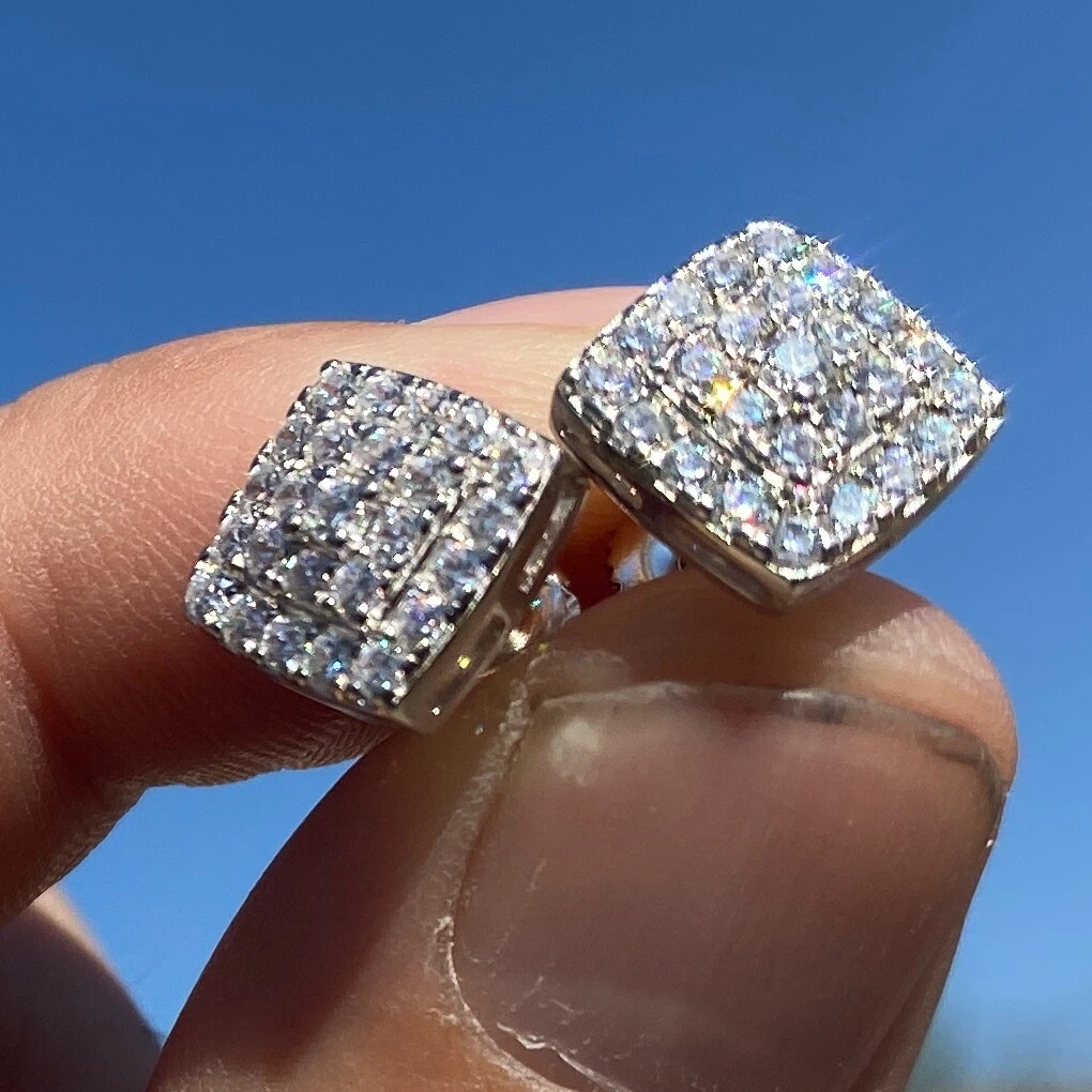 Iced out hotsell square earrings