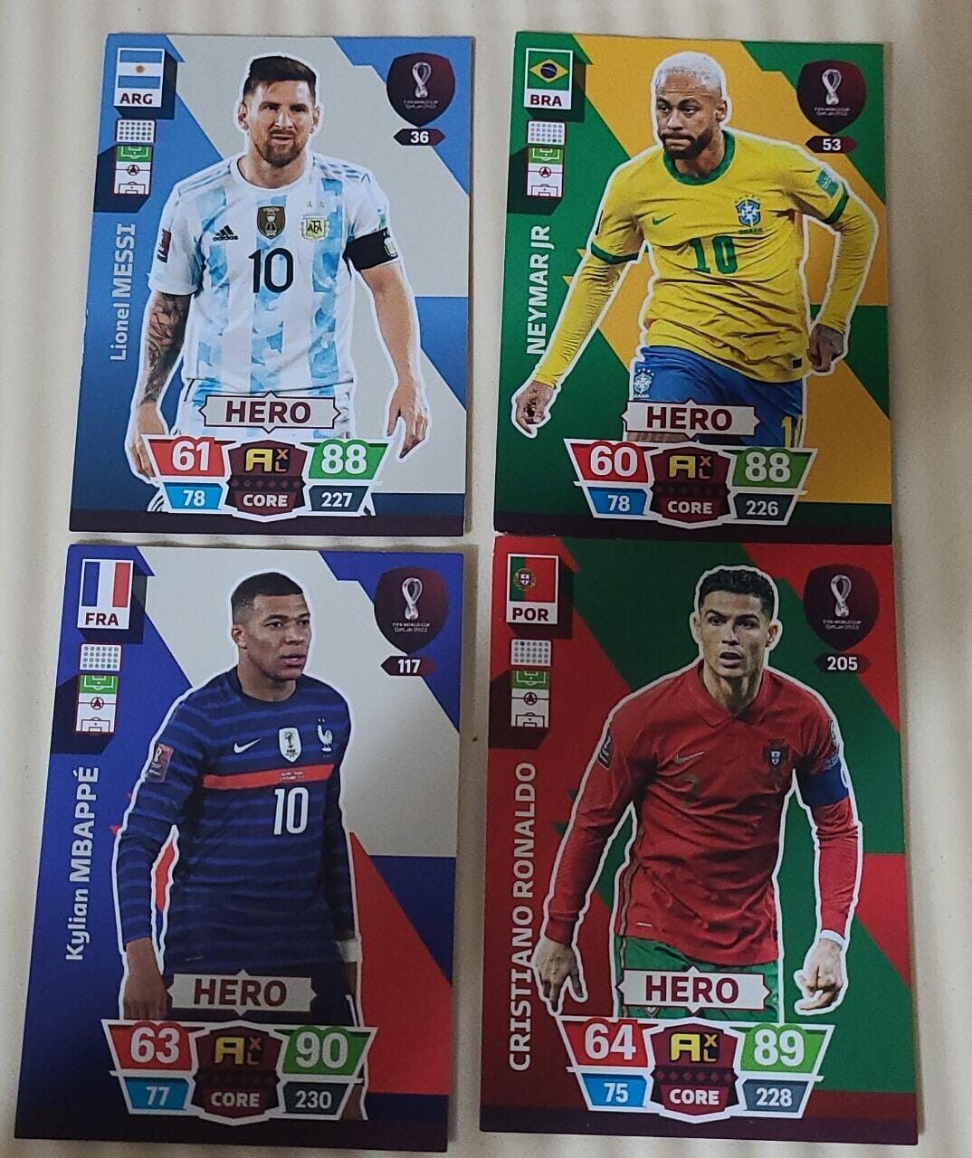 messi mbappe neymar cr7 cards Adrenalyn FIFA World Cup Qatar 2022 XL