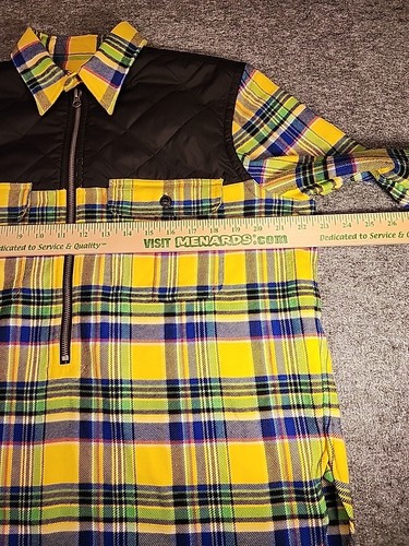 Polo Ralph Lauren Pullover Youth Large Yellow Madras 1/2 Zip Flannel Quilted - Picture 6 of 12