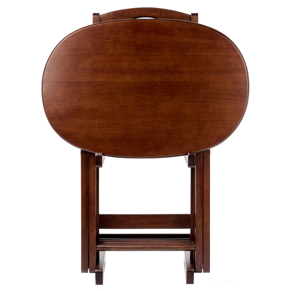 Winsome Wood Nathan Juego de Mesa de Aperitivo Ovalada de 5 Piezas Soporte de Almacenamiento de Capuchino Foto 4 de 4