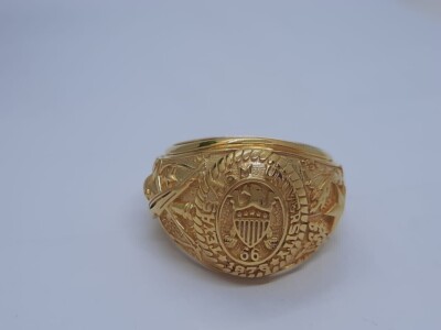Texas A & M University Class Ring Eagle Signet Crest 14k Yellow Gold Finish