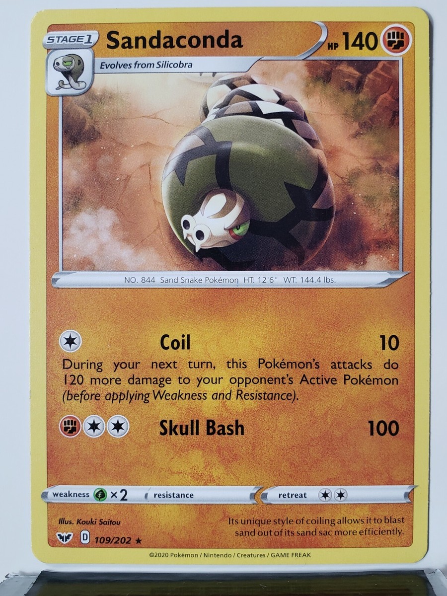 Sandaconda 109/202 NM - B2G1F - RARE Non Holo Sword & Shield Pokemon Card |  eBay