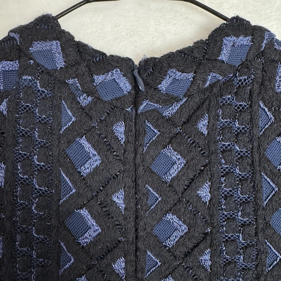 Mini Vestido Just Drew Retro Tejido Crochet Manga Larga Talla 0 Cuello Simulado Geométrico Foto 2 de 4