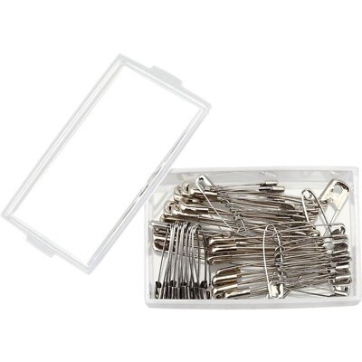 Praktisches Set: 50 Edelstahl Sicherheitsnadeln in robuster Acryl-Box   4 Größen