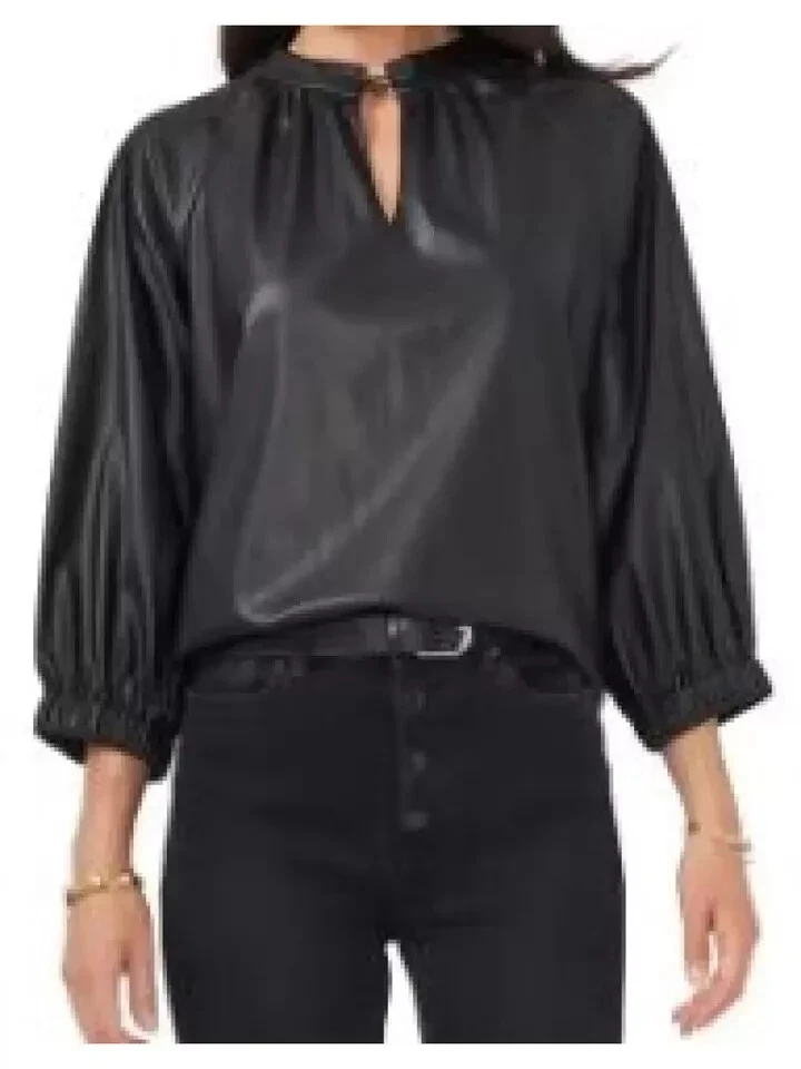 Black Stylish Leather Genuine Handmade Lambskin Formal Top Women Casual Party - Image 3 of 4