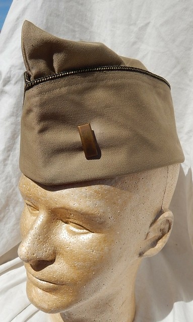 Korean War US Army Officers Khaki Garrison Hat With Second LT Bar 