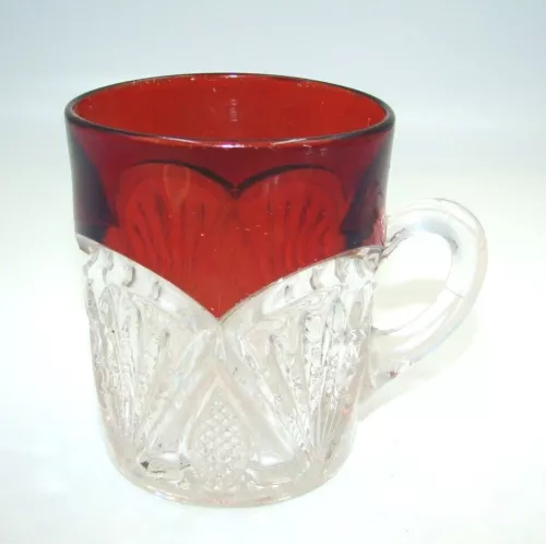Heisey EAPG Pineapple & Fan Ruby Stained Mug