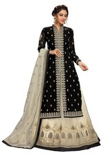 Women's Georgette Net Embroidery Salwar Suit Set Kurta Lehenga with Dupatta