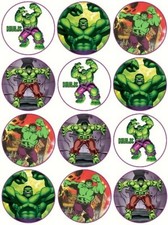 24 Hulk Marvel Cake Toppers Edible Wafer Party Birthday Decorations