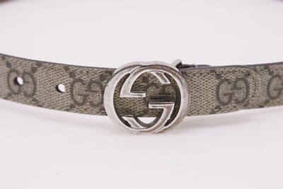Gucci GG Supreme Interlocking G Belt 258395 Beige PVC Leather