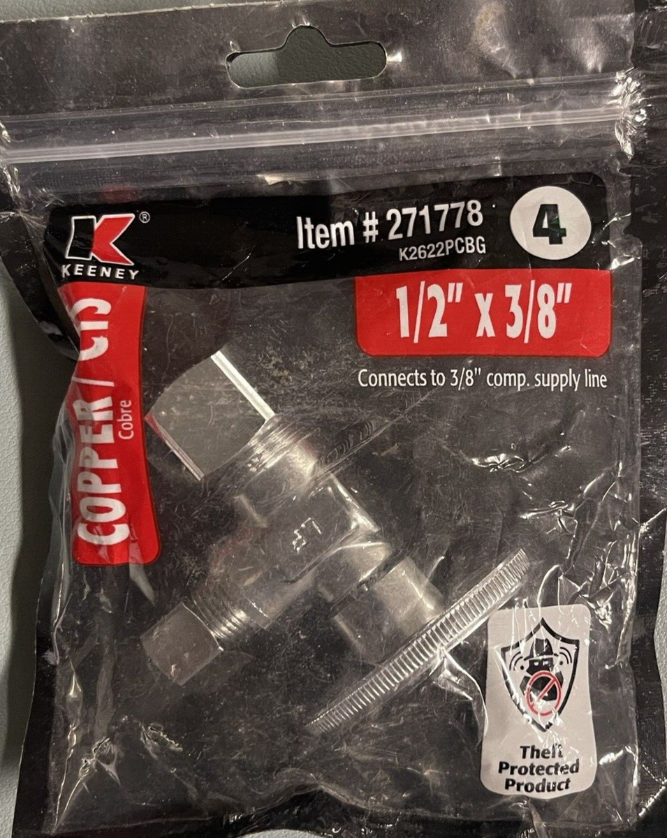 sui 1010 1/2 X 3/8in Quarter Turn Angle Valve 271778 Keeney Silver