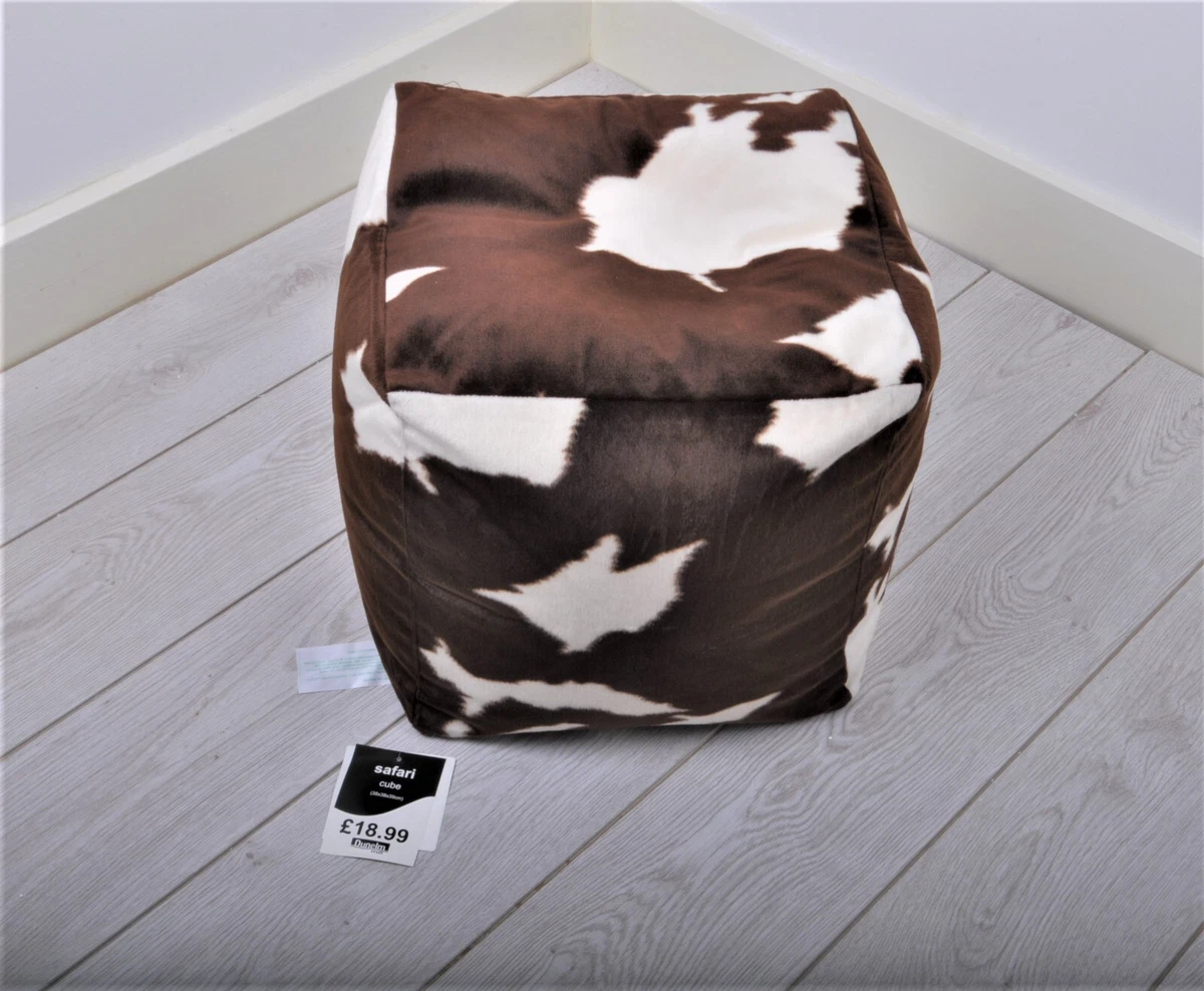 Luxury Faux Leather Safari Cube Bean Bag Pouffe Foot Stool Seat