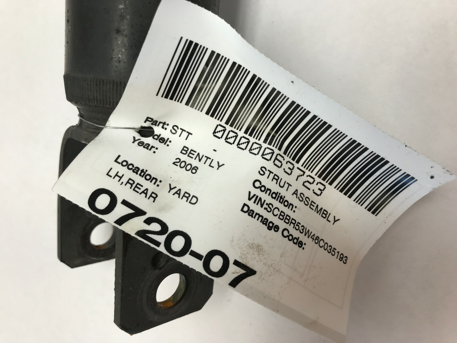 06-12 BENTLEY CONTINENTAL FLYING SPUR AIR SHOCK REAR LEFT LH  DRIVER SIDE OEM