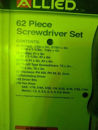 Allied 62 Piece Driver Set , New - Picture 7 of 7