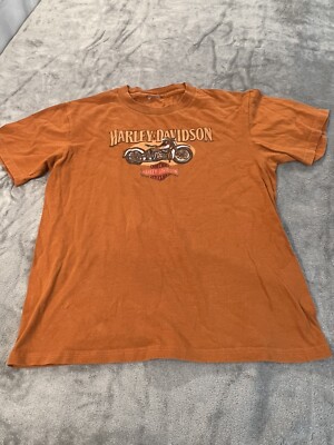 Harley Davidson T-shirt Mens Size S Cayman Islands Motorcycle Logo Orange