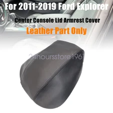 Leather Center Console Lid Armrest Cover For Ford Explorer 2011-2018 Black