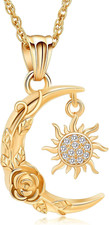 Cremation Jewelry Crescent Moon Sun Rose Urn Necklace for Ashes for Women Men