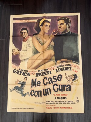 Vintage 1968 Me Casa Con Un Cura Mexican Pulp Original One Sheet Movie Poster