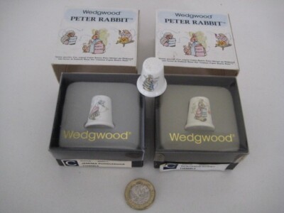 3 x WEDGWOOD PETER RABBIT JEDIMA PUDDLEDUCK BENJAMIN BUNNY BONE CHINA FINGERHÜTE