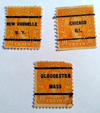 SET OF 3 JAMES MONROE  PRECANCELED  10 CENT STAMPS   -      IN FINE  CONDITION