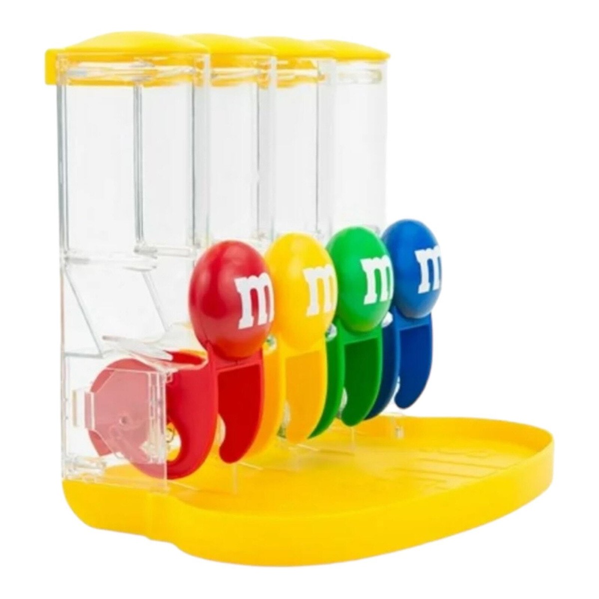 M&Ms World Four Tube CANDY DISPENSER 9x8x5 M&M Holder Food Storage