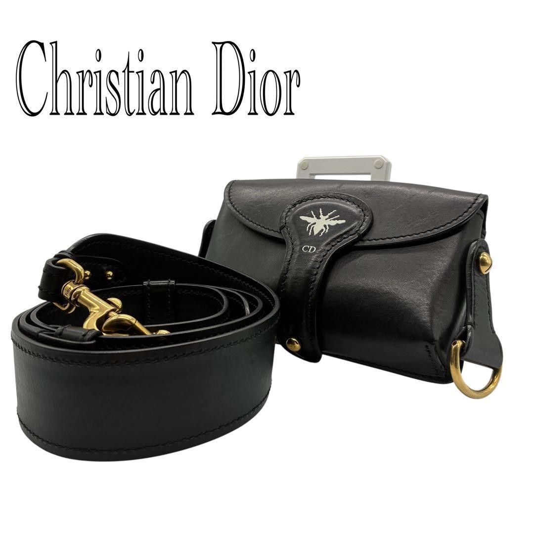 Dior Mini DV Leather Waist Pouch Crossbody Bag Compact Luxury Authentic