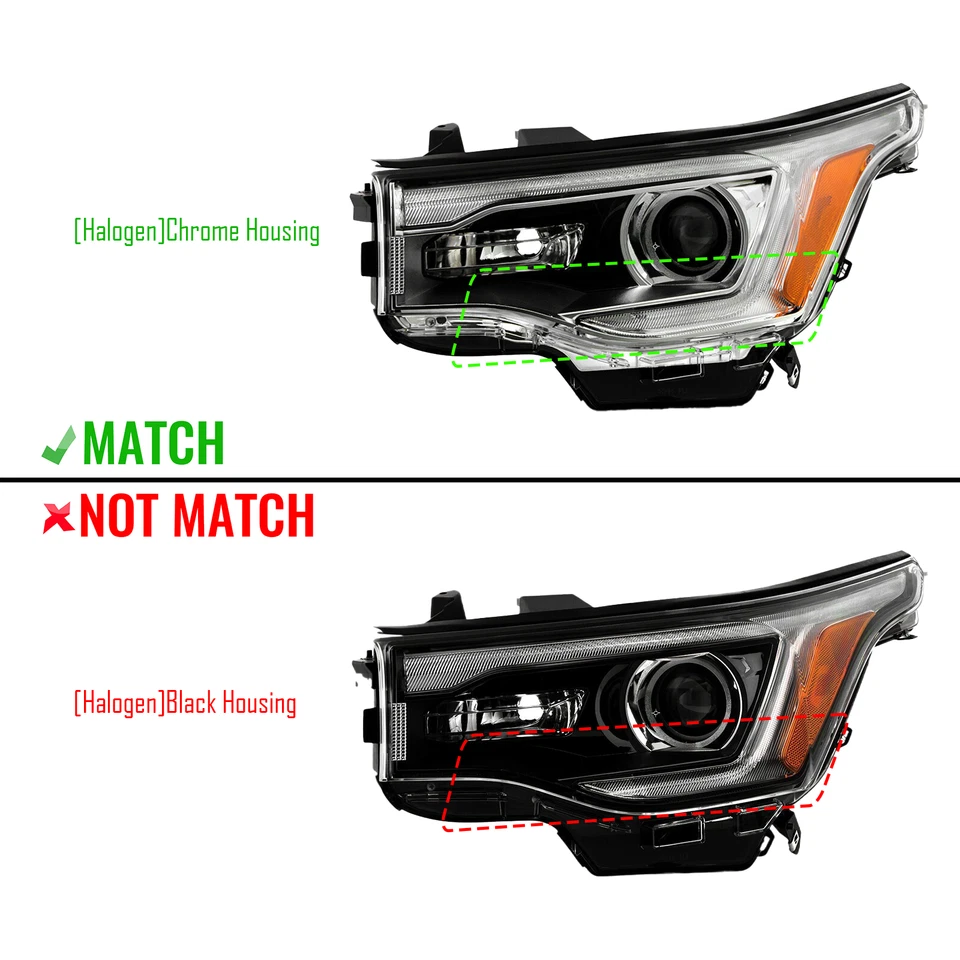 For 2017-2019 GMC Acadia w/LED DRL Chrome Halogen Headlight Left Driver Side — 第 3/4 张图片