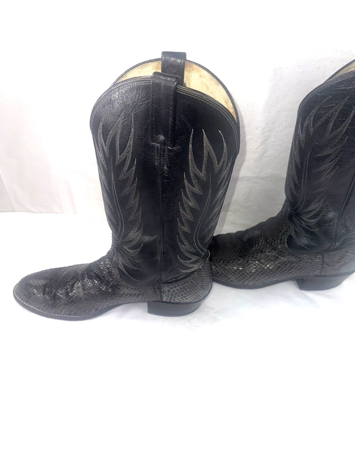 Botas de Vaquero Dan Post Python Piel de Serpiente Negras Gris Para Hombre Talla 11 D EE. UU. Foto 4 de 4