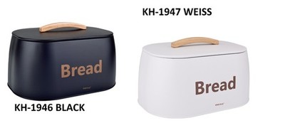 Metallbrotkasten für Brot und Backwaren, Praktischer Holzgriff,Moderner KINGHOFF