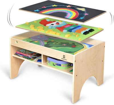 3-in-1 Wooden Art & Activity Table with Storage for Kids - Play & Create!