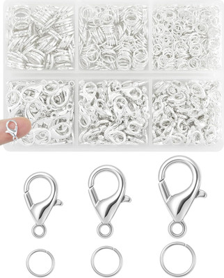 900PCS FIVEIZERO Lobster Claw Clasps and Jump Rings Set - Silver Jewelry Clasps