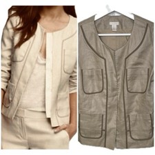 J. Crew Women  s 100 Linen Blazer Khaki 6 Small