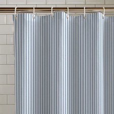 Catherine Lansfield Timeless Stripe Shower Curtain 180x180cm Bathroom Decor UK