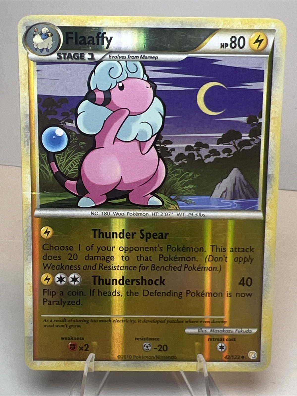 CREASED Flaaffy 42/123 Reverse Holo HeartGold SoulSilver AUTHENTIC Pokemon Card
