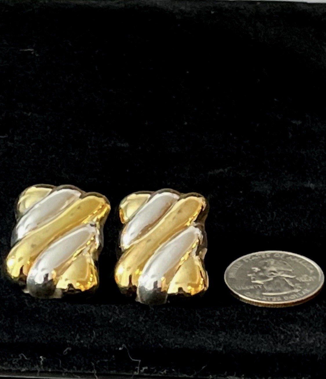 Rectangular Sterling Silver Gold Tone Modernist T… - image 1