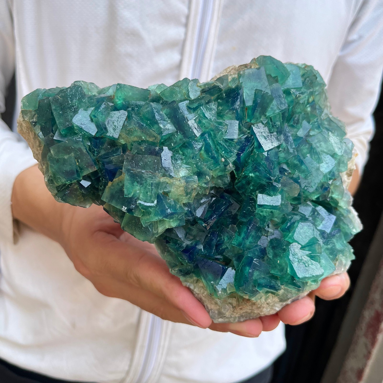 4.9LB Natural Green Fluorite Quartz Crystal Cluster Mineral Specimen