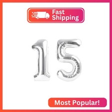 15 Balloon Number 40 Inch Silver Balloons for 15 51 Birthday Decorations