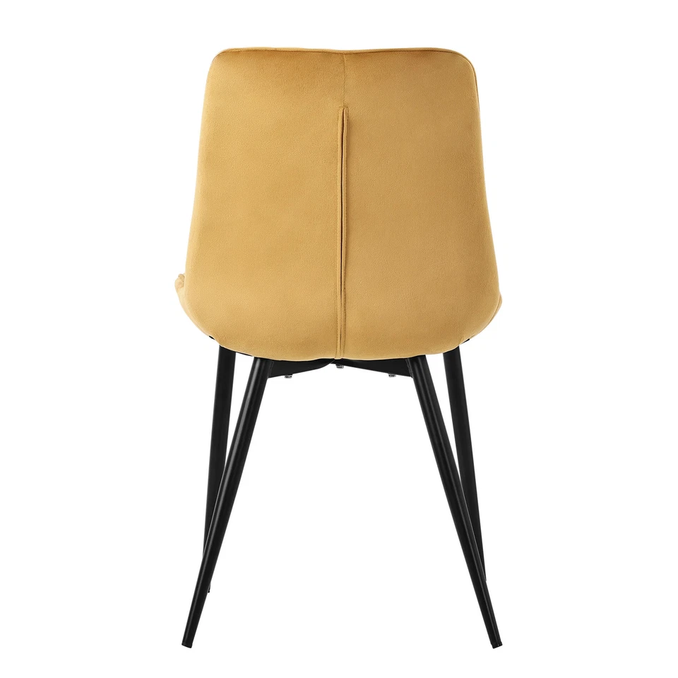 Juego 2x sillas de comedor tapizado amarillo mostaza diseño ergonómico moderno - Imagen 4 de 4