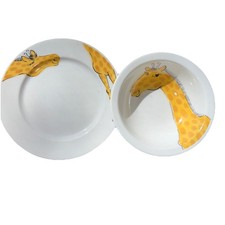 Children  s Giraffe Design Plate And Bowl Ceramic