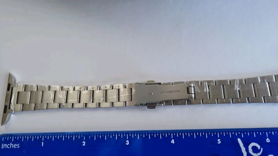 Серебристый ремешок для Apple Watch, новый в коробке, поставляется с винтами и руководством по эксплуатации - Изображение 2 из 4