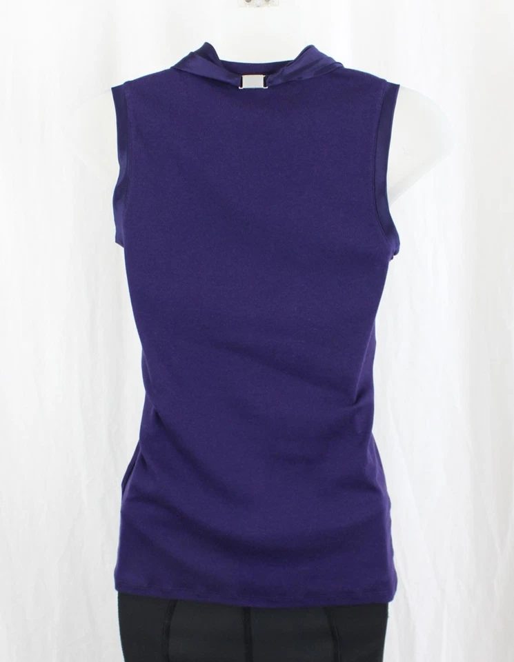 Top de corbata para mujer Rivamonti púrpura mezcla de algodón cuello en V plisado satinado mediano Foto 2 de 4