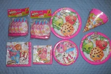 Lot NEW Sealed Shopkins Birthday Party 24-Plates,32-Napkins,16-Blowouts,11-Hats