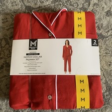 Member's Mark Women's Pajama Set Notch Collar Red Medium Dream Mark NEW