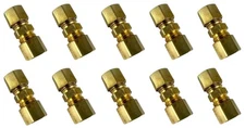10 PC - 5/16' ( 8 mm ) UNION COMPRESSION FITTINGS BRASS