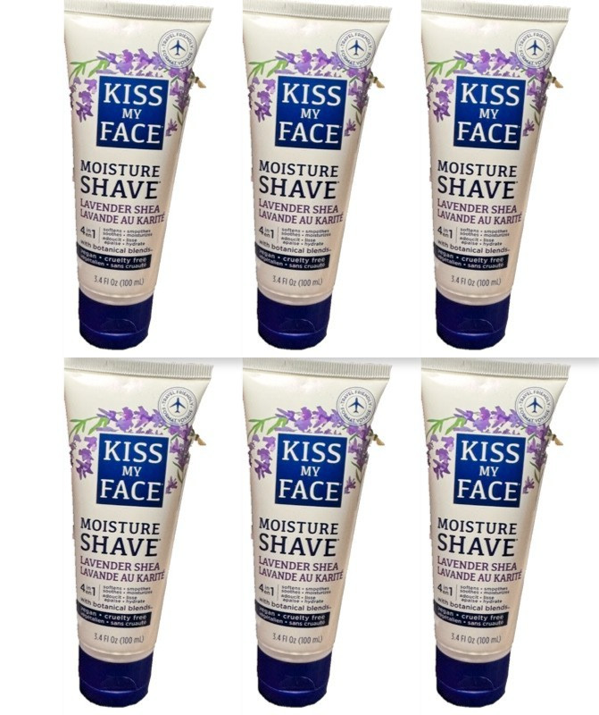 6 Kiss My Face Moisture Shave Lavender Shea 3.4oz Each (927) Travel Size