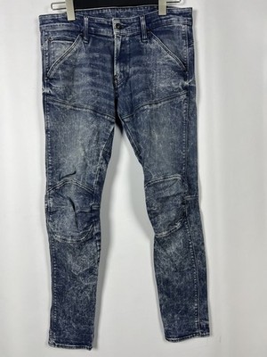 G STAR RAW 3D SUPER SLIM Denim Blue Knee Cinch Strech Jeans Size W33 L32