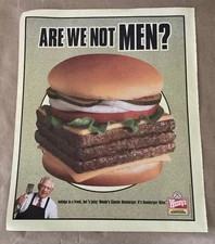 Wendy’s 1999 Print Ad retro promo art 1990s fast food burger Are We Not Men Devo