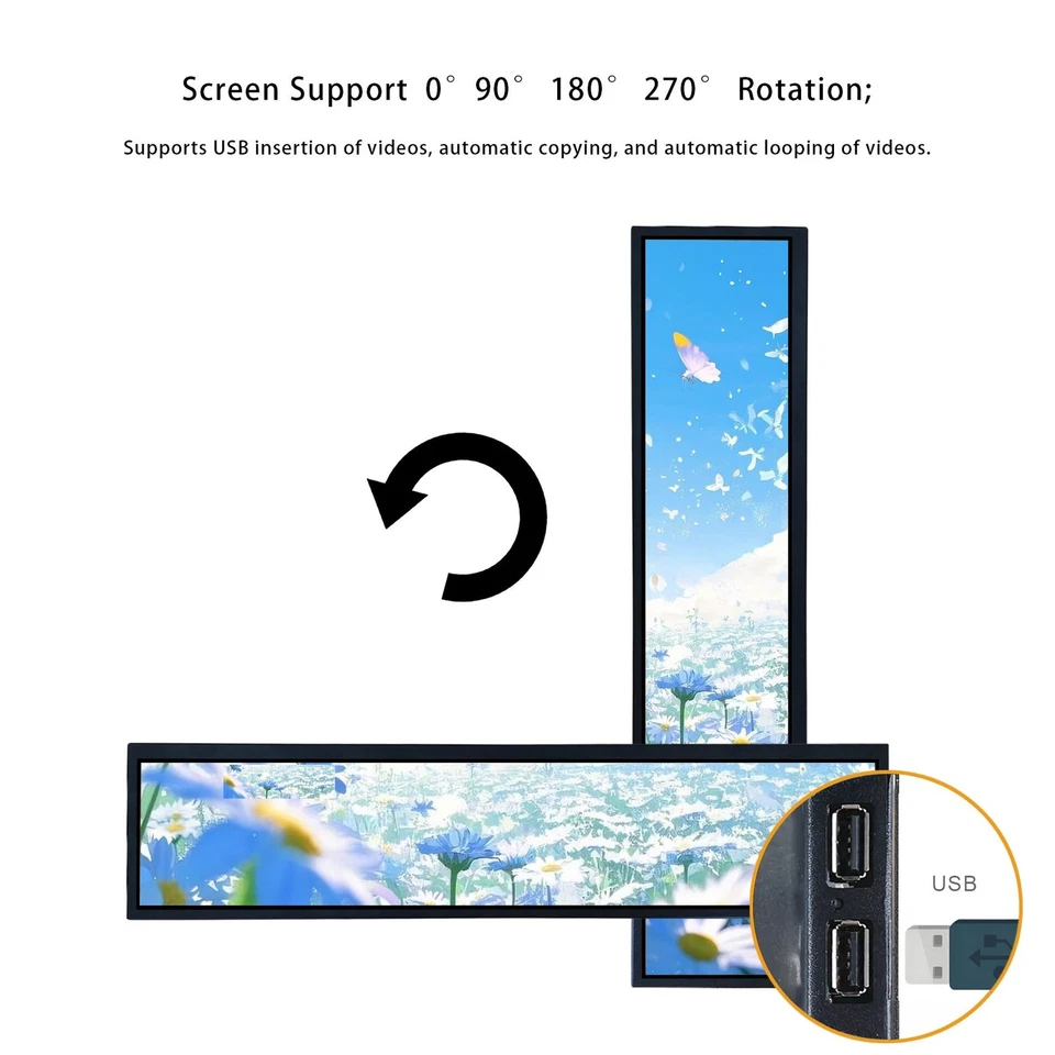 21.3" 24" 28" 1920x360 IPS LCD Monitor Auto Play Copy Video Partition Playback - Image 3 of 4