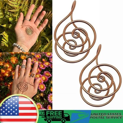 2x Copper Spiral Hand Ring Reiki Spiral Hand Ring for Meditation Energy Healing