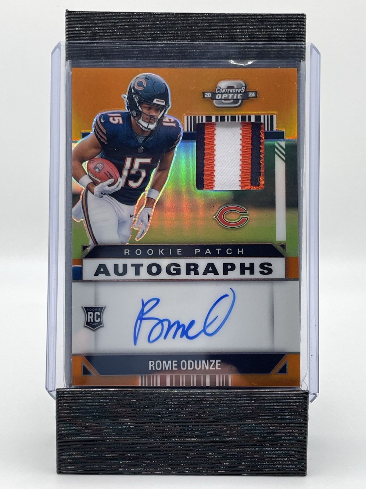 2024 Panini Contenders Optic RPA Rome Odunze Orange /25 Color Match Bears Auto